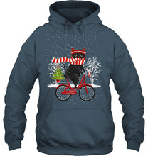 Load image into Gallery viewer, Winter Cat Riding Bicycle Christmas Gift T-Shirt Hoodie