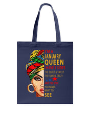 Load image into Gallery viewer, January Queen 3 Sides Horoscopes T-Shirt Basketweave Tote Bag