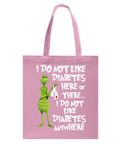 Load image into Gallery viewer, Grinch Funny Quote Don't Like Diabetes Christmas Tee Basketweave Tote Bag