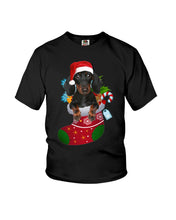 Load image into Gallery viewer, Dachshund In A Sock Christmas Cute Gift For Dachshunds Lovers Youth Tee