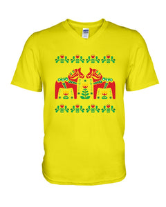 Swedish Dala Horse Gift White T-Shirt Guys V-Neck