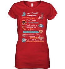 Load image into Gallery viewer, Crocheting Everywhere Black Quote T-Shirt Ladies V-Neck