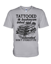 Load image into Gallery viewer, Tattooed Bookwarm Inked And Educated T-Shirt Guys V-Neck