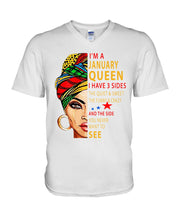 Load image into Gallery viewer, January Queen 3 Sides Horoscopes T-Shirt Guys V-Neck