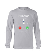 Load image into Gallery viewer, Finland Is Calling Funny Elf Christmas T-Shirt Unisex Long Sleeve
