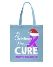 Load image into Gallery viewer, Epilepsy Awareness - My Christmas Wish Is A Cure Basketweave Tote Bag