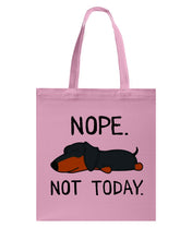 Load image into Gallery viewer, Nope Dachshund Not Today Basketweave Tote Bag