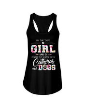 Load image into Gallery viewer, A Girl Who Is Happy With Cameras And Dogs Gift For Dog Lovers T-Shirt Ladies Flowy Tank