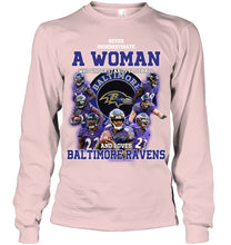 Load image into Gallery viewer, Woman Loves American Football And Baltimore Ravens Gift For Fans Unisex Long Sleeve