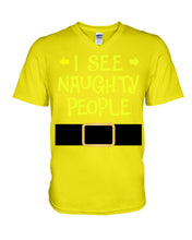Load image into Gallery viewer, Santa Claus I See Naughty People Christmas T-Shirt Guys V-Neck