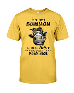 My Inner Heifer Doesn't Play Nice Funny Quote T-Shirt Guys Tee