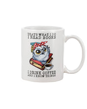 Load image into Gallery viewer, Cute Owl Read Books And Drink Coffee Funny T-Shirt Mug