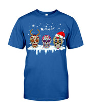 Load image into Gallery viewer, Merry Christmas Three Skulls Christmas T-Shirt Gift Guys Tee