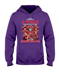 A Woman Loves Georgia Bulldogs Custom Tee Hoodie