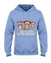Load image into Gallery viewer, Merry Ottermas All Of The Otter Reindeer Black T-Shirt Hoodie