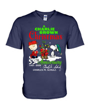 Load image into Gallery viewer, 55Th Anniversary A Charlie Brown Christmas Black T-Shirt Guys V-Neck