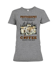 Load image into Gallery viewer, Solve Most Problems Camera Map Photography T-Shirt Ladies Tee