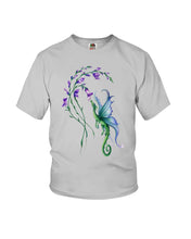Load image into Gallery viewer, Dragon With Butterfly Wings Dragon Flowers Youth Tee