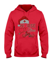 Load image into Gallery viewer, Merry Christmas Nurse Claus Black T-Shirt Hoodie