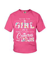 Load image into Gallery viewer, A Girl Who Is Happy With Cameras And Dogs Gift For Dog Lovers T-Shirt Youth Tee