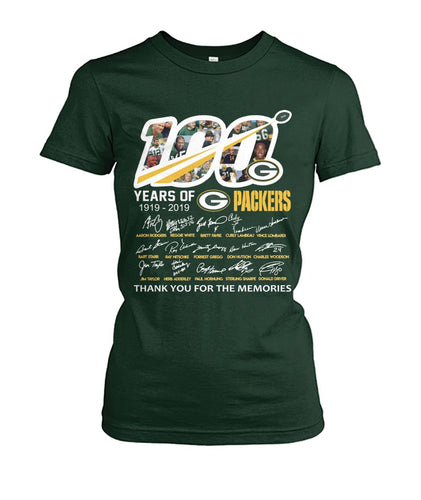 100 Years Of Greenbay Packers T-Shirt Ladies Tee