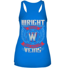 Load image into Gallery viewer, Wright Blood Runs Through Veins Black Quote Name T-Shirt Ladies Flowy Tank
