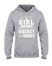 Load image into Gallery viewer, Girl Who Loves Hockey And Books Quote Name T-Shirt Hoodie