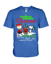 Load image into Gallery viewer, 55Th Anniversary A Charlie Brown Christmas Black T-Shirt Guys V-Neck