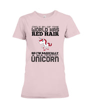 Load image into Gallery viewer, Redhead Unicorn Gift For Fans Funny T-Shirt Ladies Tee