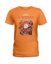Load image into Gallery viewer, A Woman Loves Clemson Tigers Gift For Fans T-Shirt Ladies Tee