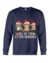 Load image into Gallery viewer, Merry Ottermas All Of The Otter Reindeer Black T-Shirt Sweatshirt