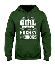 Load image into Gallery viewer, Girl Who Loves Hockey And Books Quote Name T-Shirt Hoodie