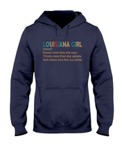Load image into Gallery viewer, Louisiana Girl Knows More Than She Says Funny T-Shirt Hoodie