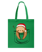 Load image into Gallery viewer, Pocket Slothmas Christmas Gift Funny T-Shirt Basketweave Tote Bag
