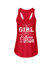 Load image into Gallery viewer, A Girl Who Is Happy With Cameras And Dogs Gift For Dog Lovers T-Shirt Ladies Flowy Tank