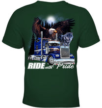 Load image into Gallery viewer, Ride With Pride Wolf Truck Black T-Shirt Youth Tee