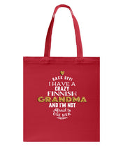 Load image into Gallery viewer, Finnish Crazy Grandma Gift For Grandma Family Basketweave Tote Bag