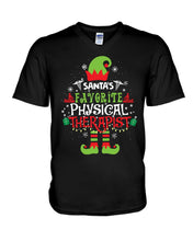 Load image into Gallery viewer, Santa's Favorite Physical Therapist Black T-Shirt Guys V-Neck