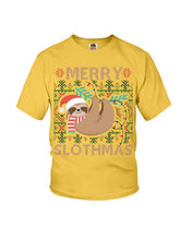 Load image into Gallery viewer, Merry Slothmas Christmas Gift For Kids Family Gift T-Shirt Youth Tee