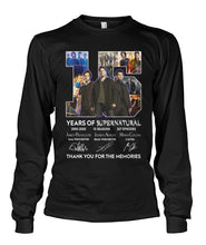 Load image into Gallery viewer, Supernatural 15 Years Anniversary Gift For Fan Black T-Shirt Unisex Long Sleeve