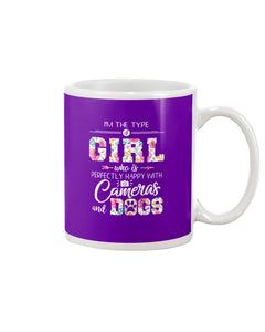 A Girl Who Is Happy With Cameras And Dogs Gift For Dog Lovers T-Shirt Mug