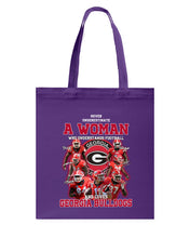 Load image into Gallery viewer, A Woman Loves Georgia Bulldogs Custom Tee Basketweave Tote Bag