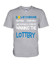 Load image into Gallery viewer, Down Syndrome Lottery Black T-Shirt Gift Guys V-Neck