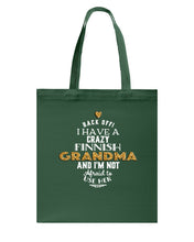 Load image into Gallery viewer, Finnish Crazy Grandma Gift For Grandma Family Basketweave Tote Bag
