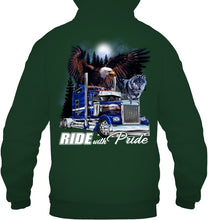 Load image into Gallery viewer, Ride With Pride Wolf Truck Black T-Shirt Hoodie