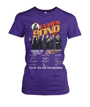 Load image into Gallery viewer, James Bond Anniversary Autograph 1962-2020 T-Shirt Ladies Tee
