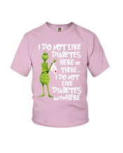 Load image into Gallery viewer, Grinch Funny Quote Don't Like Diabetes Christmas Tee Youth Tee