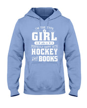 Load image into Gallery viewer, Girl Who Loves Hockey And Books Quote Name T-Shirt Hoodie