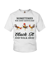 Load image into Gallery viewer, Cluck It Chicken Funny Quote T-Shirt Youth Tee