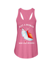 Load image into Gallery viewer, Just A Woman Loves Dancing And Reading Books Ladies Flowy Tank